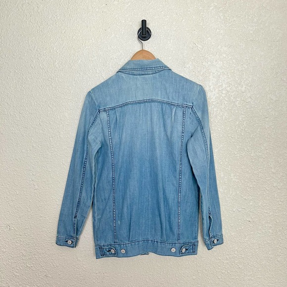Levis Denim Trucker Jacket size XS Blue Oversized Boyfriend Fit Distressed - Picture 5 of 10